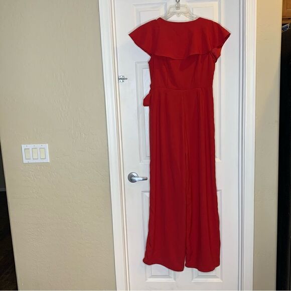 Francesca’s Miami Red Wide Leg Jumpsuit Size Medium - Picture 4 of 12